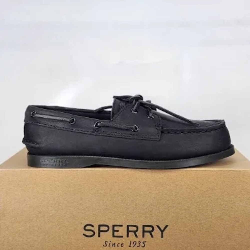 Sperry Boys's Classic Black Boat Shoes Size 1.5 M